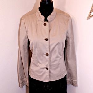 <3 ANN TAYLOR LOFT WOMENS JACKET TOP TAN MILITARY